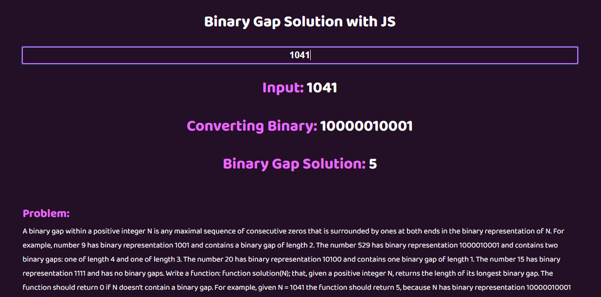Binarygap JS